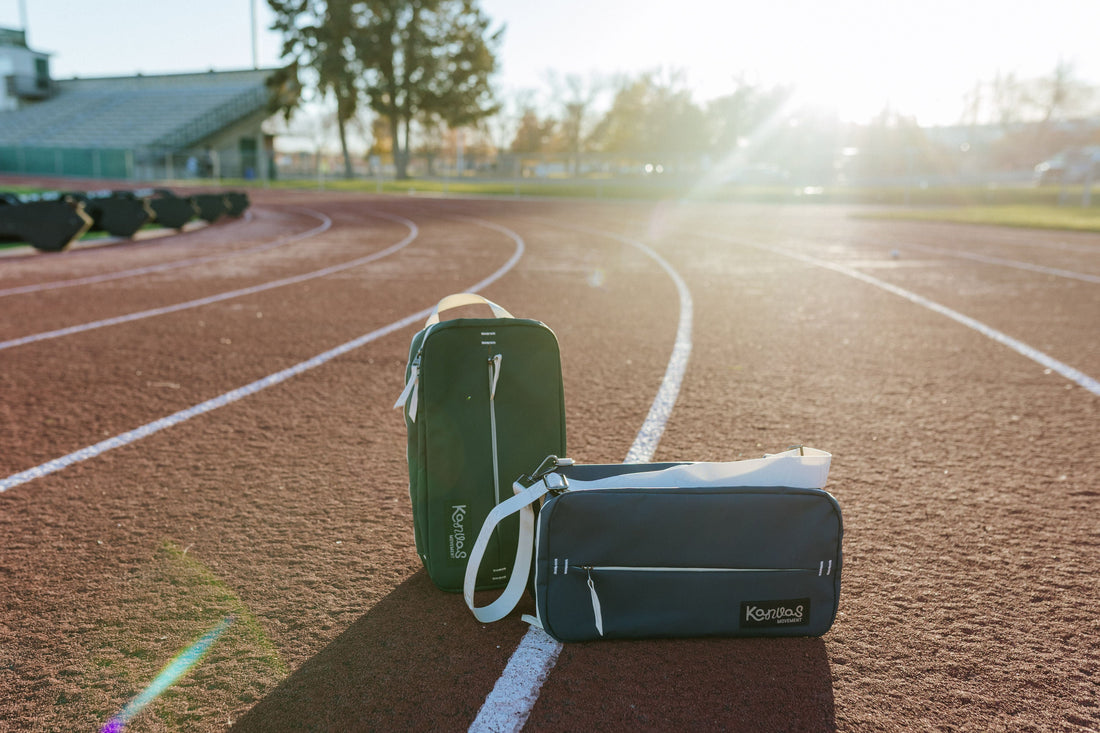 Two bags on a track